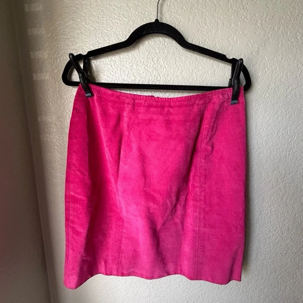 Chia Leather Pink/Fuchsia Women's Skirt Size 14. Made in‎ Korea